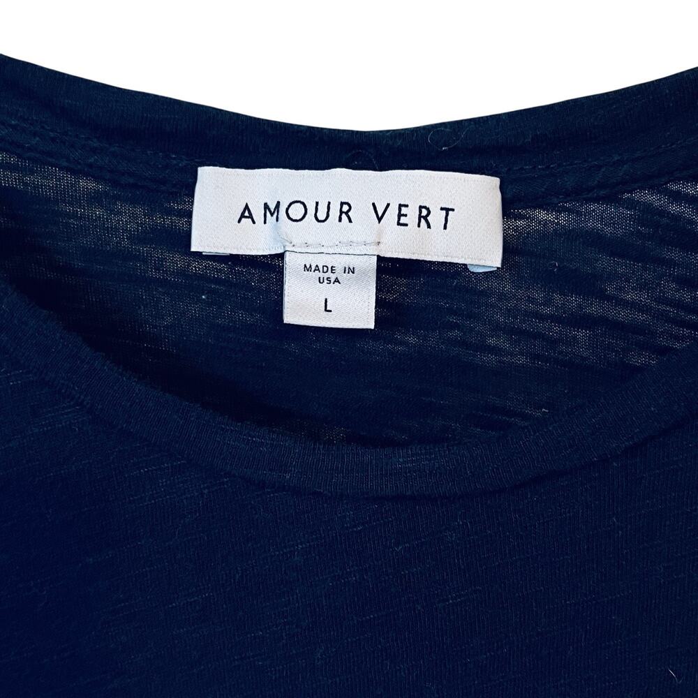 Amour Vert T-Shirt Women's Large Navy NWT Organic Cotton Blend Short Sleeve USA - Picture 2 of 6